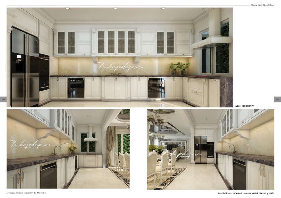 Thiết kế phòng bếp biệt thự tân cổ điển